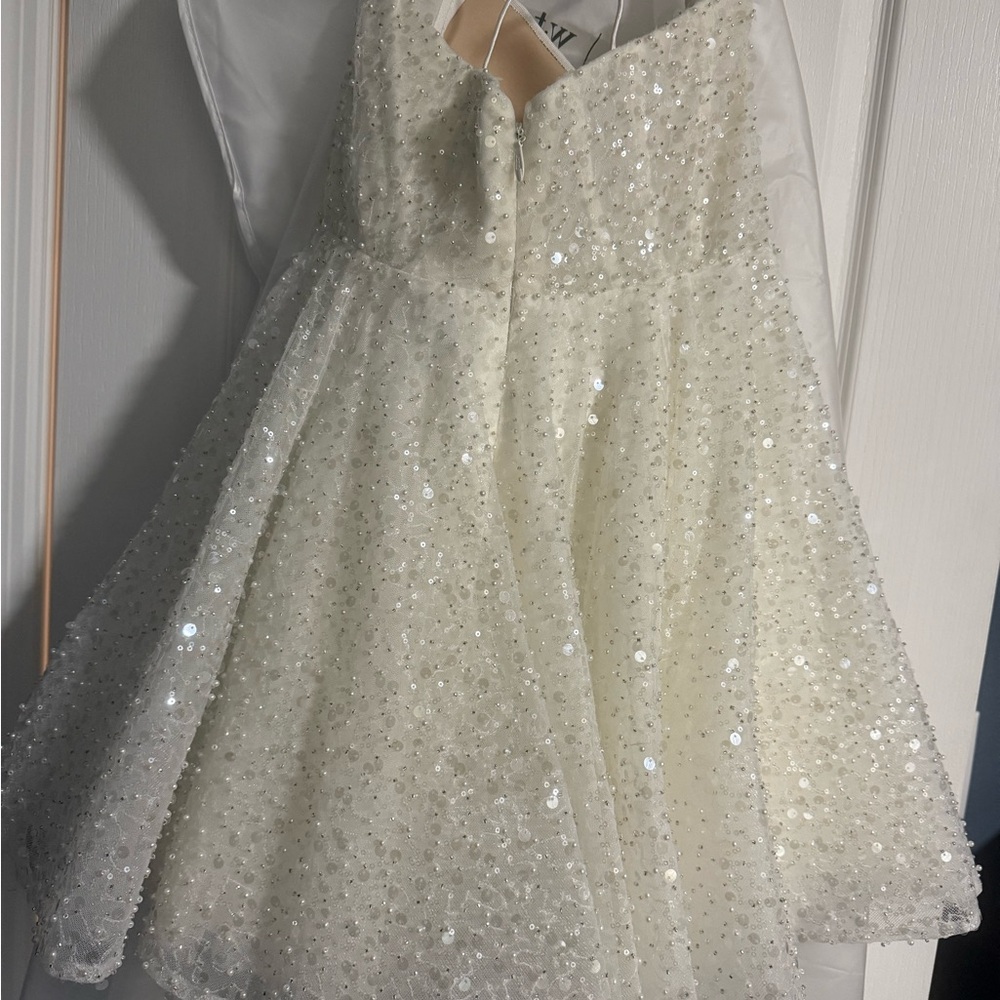 Watters Palmier Beaded Dress with Removable Tulle Bows - Picture 7 of 10